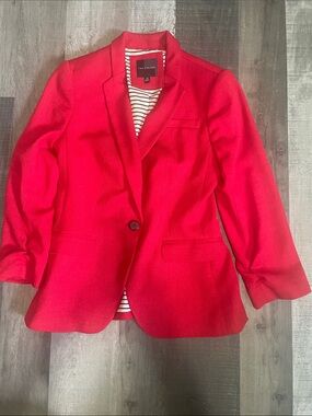 The Limited Bright Red Single-Button Blazer
